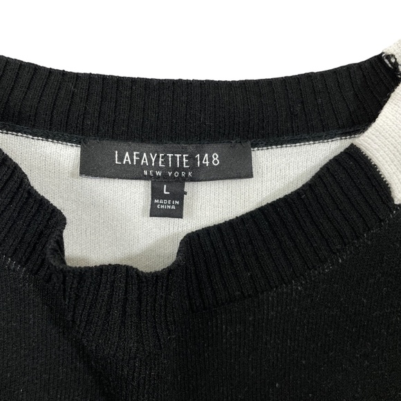 Lafayette 148 New York Large Sleeveless Sweater Black White - Picture 3 of 5